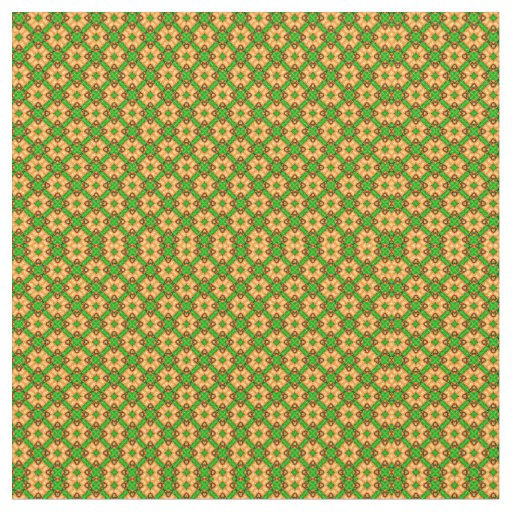 Retro green and orange geometric pattern fabric