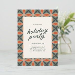 Retro Green and Red Geometric Star Holiday Party Invitation