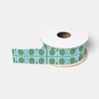 Retro Green and Teal Polka Dot Grosgrain Ribbon
