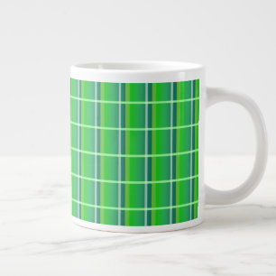 Retro Green and White Plaid Pattern Jumbo Mug