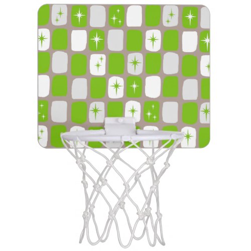 Retro Green and White Starbursts Basketball Goal Mini Basketball Hoop