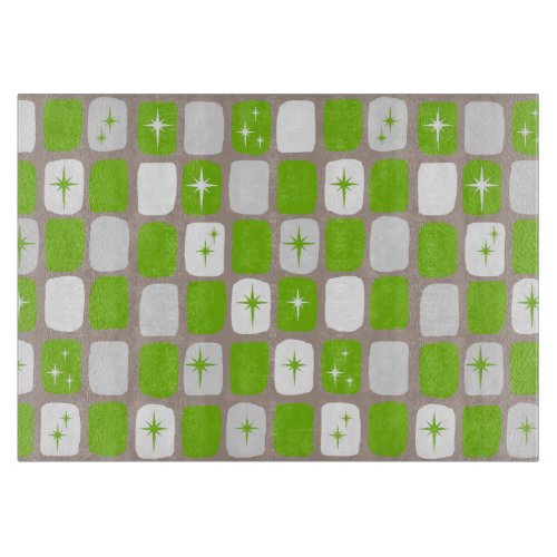 Retro Green and White Starbursts Cutting Board