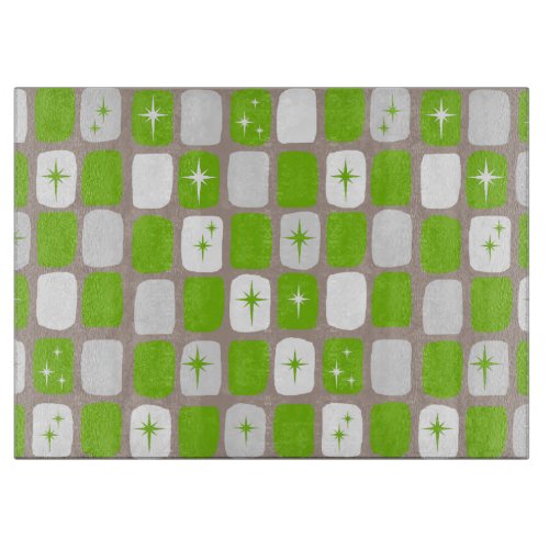 Retro Green and White Starbursts Cutting Board