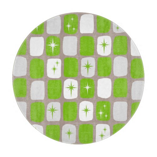 Retro Green and White Starbursts Cutting Board