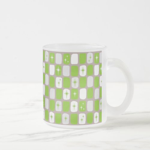 Retro Green and White Starbursts Frosted Mug