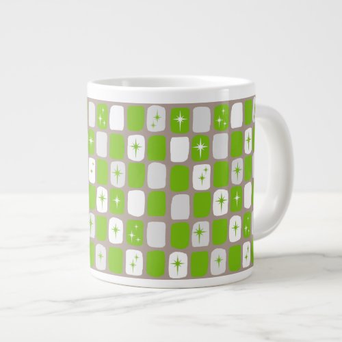 Retro Green and White Starbursts Jumbo Mug