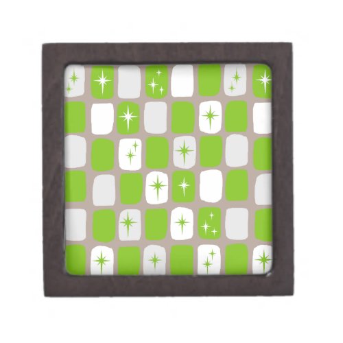 Retro Green and White Starbursts Keepsake Box