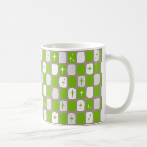 Retro Green and White Starbursts Mug