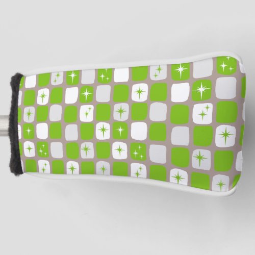 Retro Green and White Starbursts Putter Cover