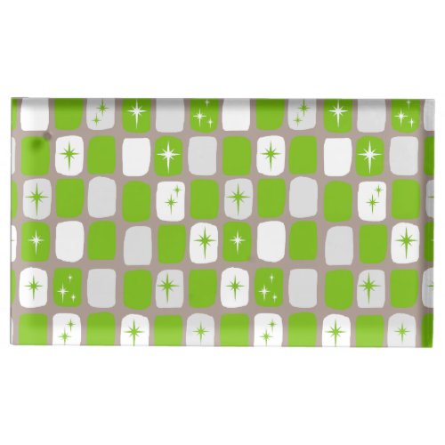 Retro Green and White Starbursts Table Card Holder