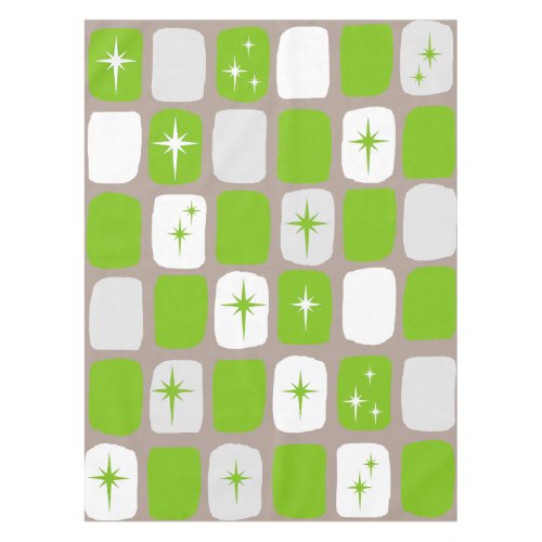 Retro Green and White Starbursts Tablecloth