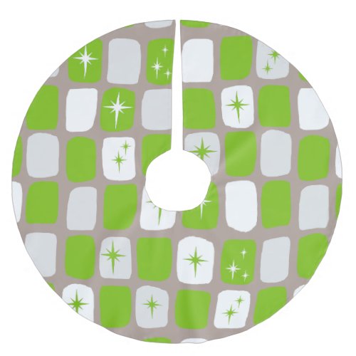 Retro Green and White Starbursts Tree Skirt