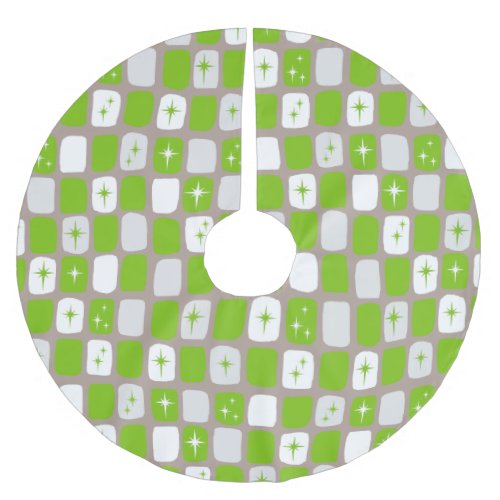 Retro Green and White Starbursts Tree Skirt