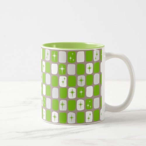 Retro Green and White Starbursts Two_Tone Mug