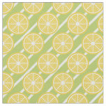 Retro green and yellow lemon pattern fabric