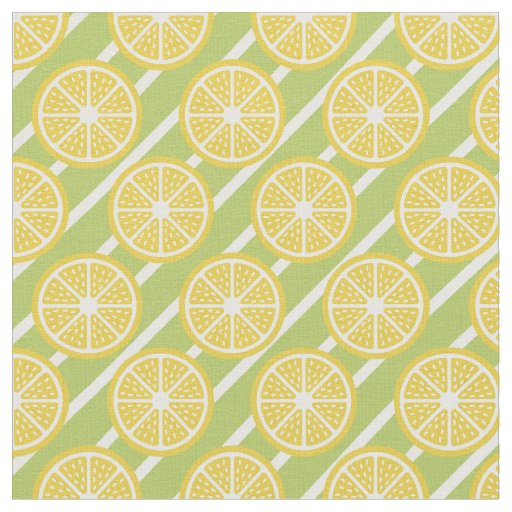 Retro green and yellow lemon pattern fabric