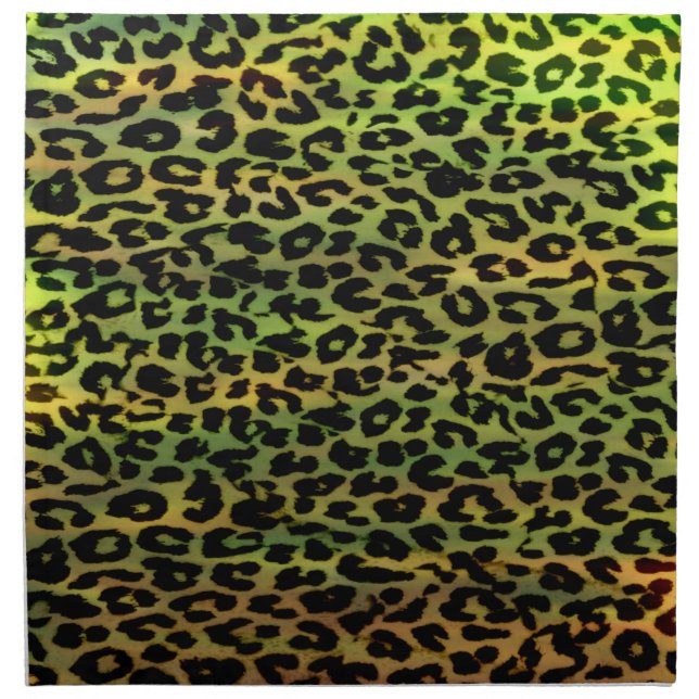 Retro green animal skin texture of leopard napkin (Front)