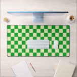 Retro Green Beige Checked Checkered  Desk Mat<br><div class="desc">Trendy checks. Modern checkered Beige Green desk mat</div>