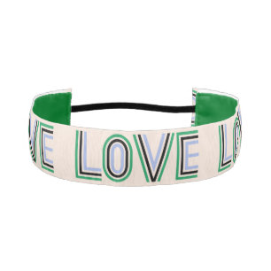 Retro Green Black Blue Tennis Score Love Athletic Headband