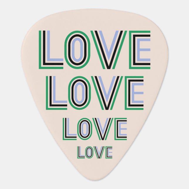 Retro Green Black Blue Tennis Score Love Guitar Pick (Front)