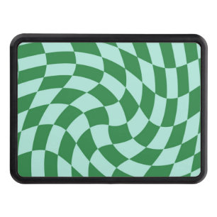 Retro Green Blue Checks Warped Checkered  Hitch Cover