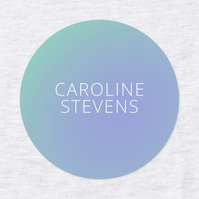 Retro Green Blue Gradient | Personalized Name Labels (Design 1)