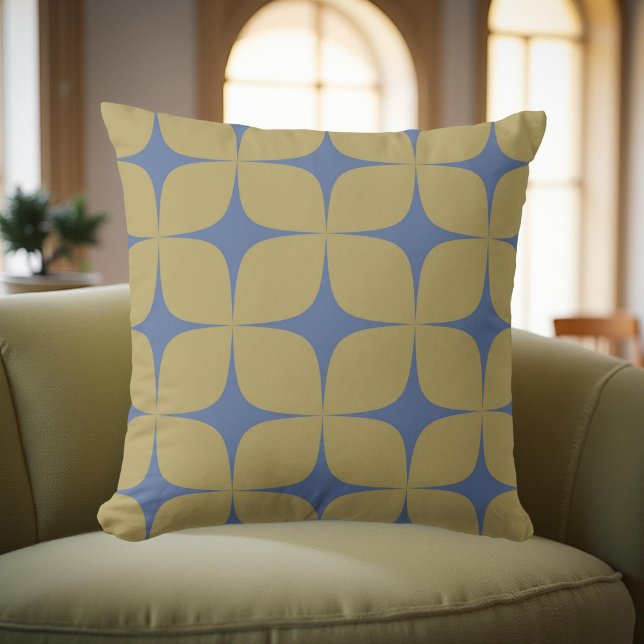 Retro Green & Blue Mid Century Modern Geometric Throw Pillow (Creator Uploaded)