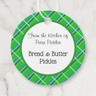 Retro Green Blue Plaid Custom Round Baking Tag
