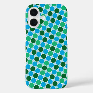 Retro Green Blue Turquoise Dots Geometric Pattern  iPhone 16 Case