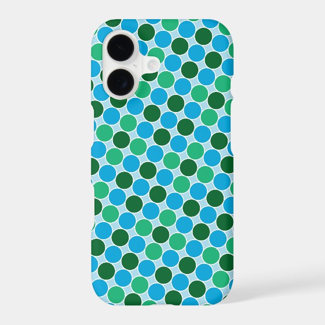 Retro Green Blue Turquoise Dots Geometric Pattern  Case-Mate iPhone Case (Back)