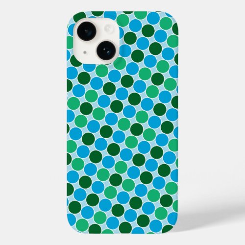 Retro Green Blue Turquoise Dots Geometric Pattern  Case_Mate iPhone 14 Case