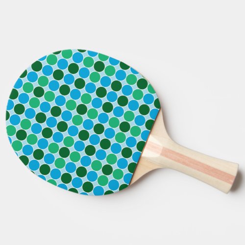 Retro Green Blue Turquoise Dots Geometric Pattern Ping Pong Paddle