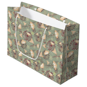 retro green brown orange beautiful butterfly large gift bag