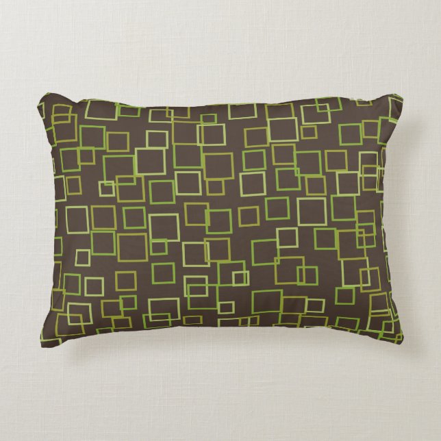 Retro Green Brown Pattern Pillow  (Front)