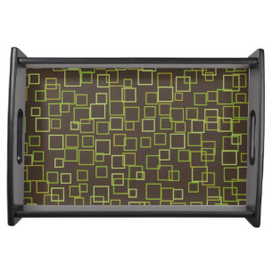Retro Green Brown Pattern Serving Tray