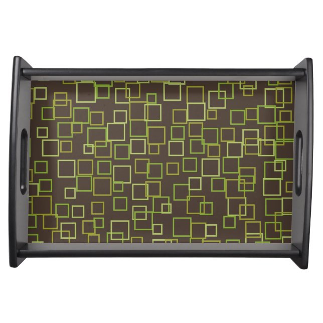 Retro Green Brown Pattern Serving Tray (Front)