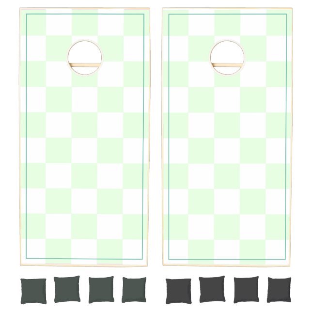 Retro Green Checkered Cornhole Set (Set)