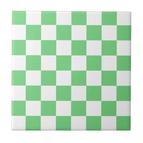 Retro Green Checkered Pattern Ceramic Tile
