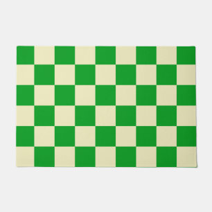 Retro Green Checks Checkerboard Checkered Doormat