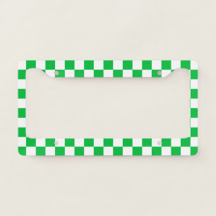 Retro Green Checks Checkerboard Pattern   License Plate Frame