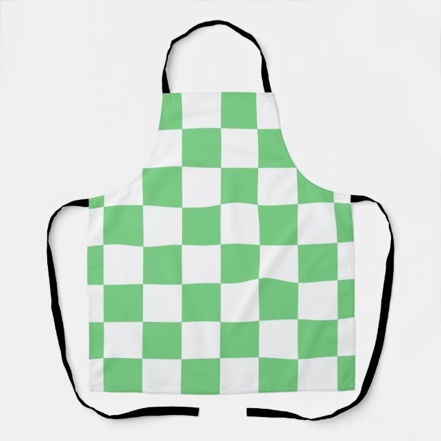 Retro Green Chessboard Checkerboard Tile Y2K  Apron (Front)
