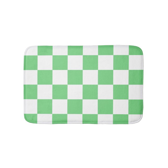 Retro Green Chessboard Checkerboard Tile Y2K  Bath Mat (Front)