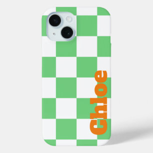 Retro Green Chessboard Checkerboard Tile Y2K iPhone 15 Case