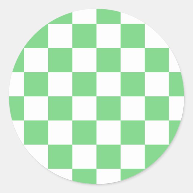Retro Green Chessboard Checkerboard Tile Y2K  Classic Round Sticker (Front)