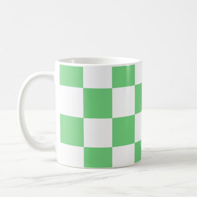 Retro Green Chessboard Checkerboard Tile Y2K  Coffee Mug (Left)