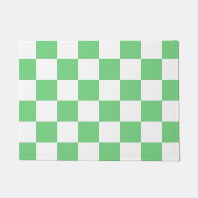 Retro Green Chessboard Checkerboard Tile Y2K  Doormat (Front)