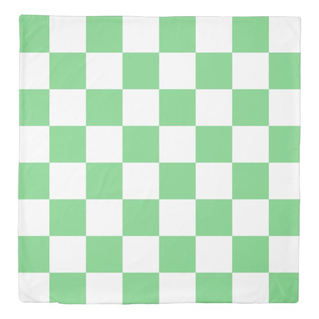 Retro Green Chessboard Checkerboard Tile Y2K  Duvet Cover (Front)