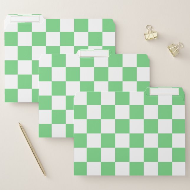 Retro Green Chessboard Checkerboard Tile Y2K  File Folder (Set)