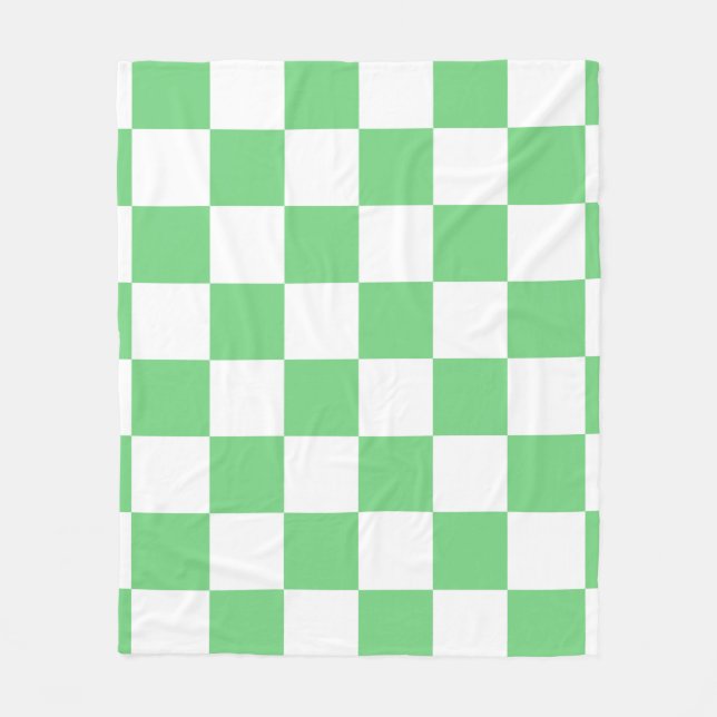 Retro Green Chessboard Checkerboard Tile Y2K  Fleece Blanket (Front)