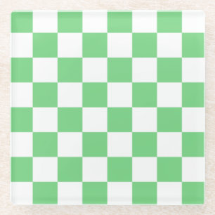 Retro Green Chessboard Checkerboard Tile Y2K  Glass Coaster